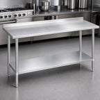 Thumbnail image #3 for Duke Manufacturing 316-2484-2R 84 x 24 Inch 16 Gauge 300 Series Stainless Steel Work Table with 1-1/8 Inch Riser and Galvanized Undershelf