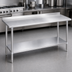 Thumbnail image #3 for Duke Deluxe 84 Inch x 24 Inch 16 Gauge 300 Series Stainless Steel Work Table with 1-1/8 Inch Riser and Galvanized Undershelf