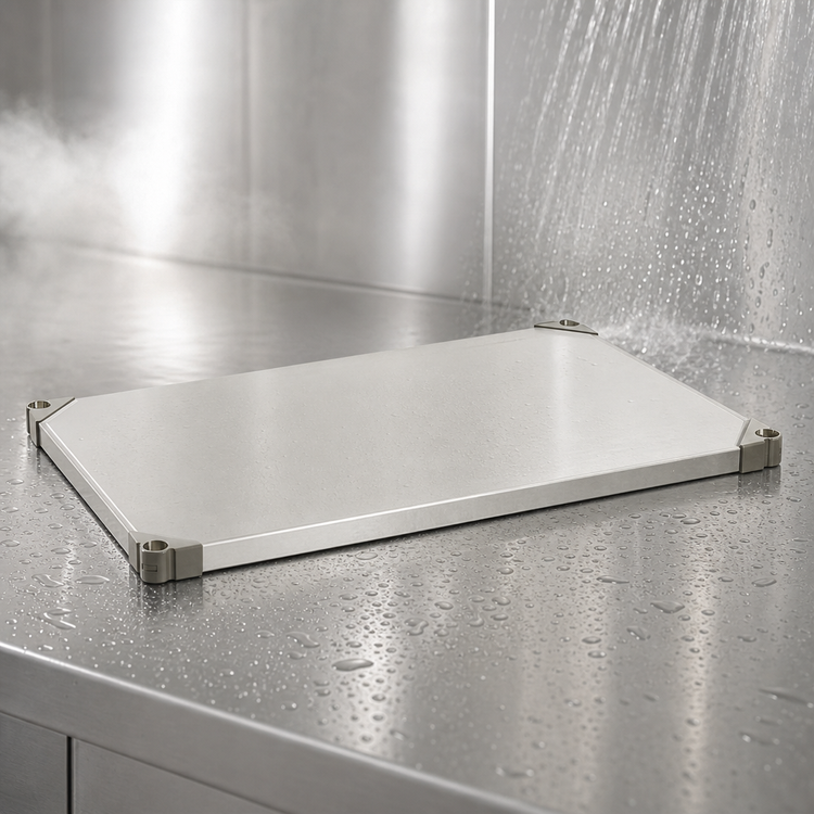 Product image #3 for Metro Super Erecta 60 Inch x 18 Inch Solid Type 304 Stainless Steel Shelf, Autoclavable/Cart-Washable