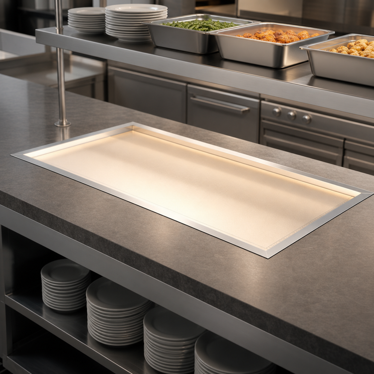 Product image #3 for Vollrath 62-Inch Drop-In Recessed Heated Shelf with Dual Warming Zones, Stainless Steel, 120V