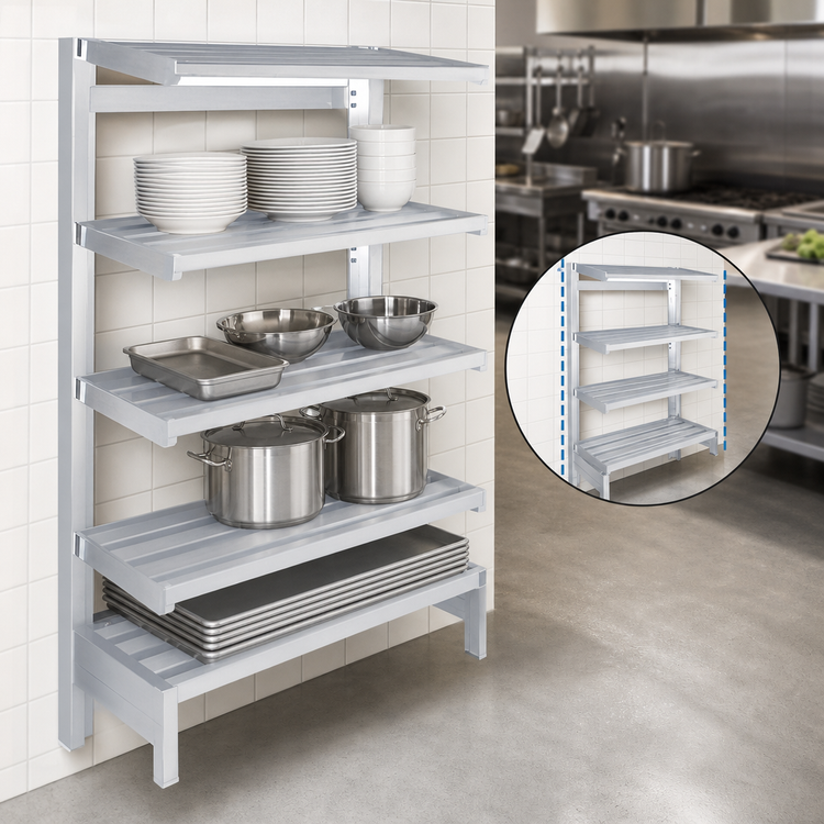 Product image #3 for Channel TT2060 Tubular Cantilever Shelving Unit, 60"W x 20"D x 72"H, Aluminum