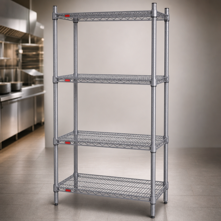Product image #3 for Eagle Valu-Master 4-Tier Stationary Wire Shelving Starter Unit, 36 x 18 x 74 Inches, Pewter Gray Epoxy