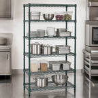 Thumbnail image #3 for Quantum WR86-1860P-5 60 x 18 x 86 in Stationary Wire Shelving Starter Kit, 5 Shelves, Green Epoxy Finish