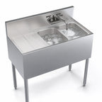 Thumbnail image #3 for Krowne Royal Series KR19-32R 36-Inch Two-Compartment Stainless Steel Underbar Sink with Left Drainboard and Swing-Spout Faucet