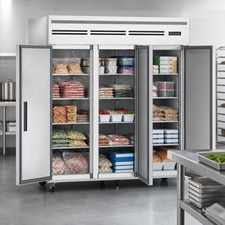 Product image #3 for Everest Refrigeration Three-Section Reach-In Freezer, 71.0 Cu. Ft., Top-Mounted Self-Contained Refrigeration
