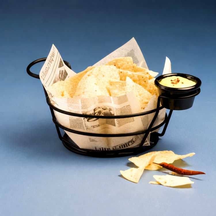 Product image #3 for American Metalcraft 8-Inch Round Black Wire Serving Basket with Built-In Ramekin Holders