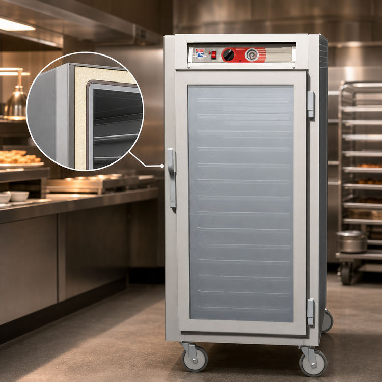 Product image #3 for Metro C5 6 Series 3/4-Height Mobile Heated Holding Cabinet with Double-Pane Clear Glass Doors, 27-Pan Capacity, 120V