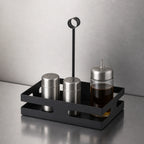 Thumbnail image #3 for American Metalcraft SCHB8 Black Rectangular Steel Condiment Rack, Single Compartment Case of 12