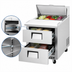 Thumbnail image #3 for Everest Refrigeration 27-3/4 Inch 1-Section Stainless Steel Drawered Sandwich Prep Table with Rear-Mounted Self-Contained Refrigeration, 2 Drawers, and 8 1/6-Size Pan Top Opening