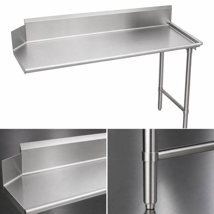Product image #3 for 60-Inch Right-Side Straight Clean Dish Table, 304 Stainless Steel