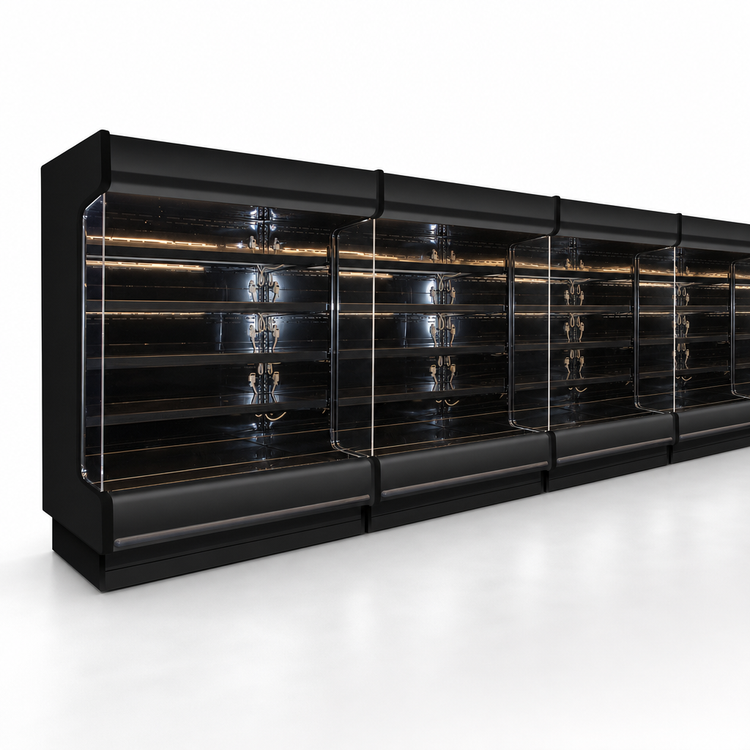 Product image #3 for Howard-McCray 75-Inch Wide Low-Base Remote Open Merchandiser with 4 Rows of Lit Shelves