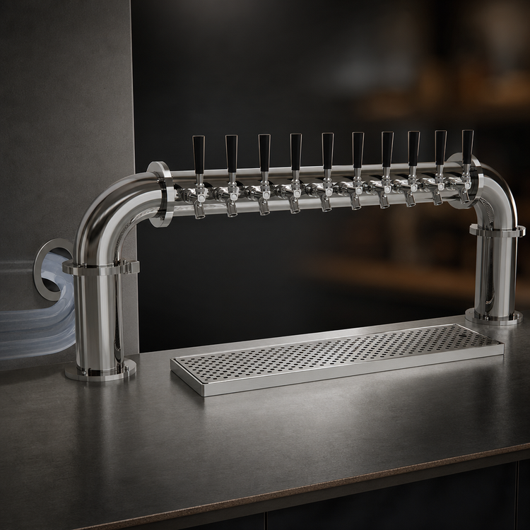 Product image #3 for Glastender 10-Faucet Air-Cooled Pipe Pass-Thru Countertop Draft Dispensing Tower