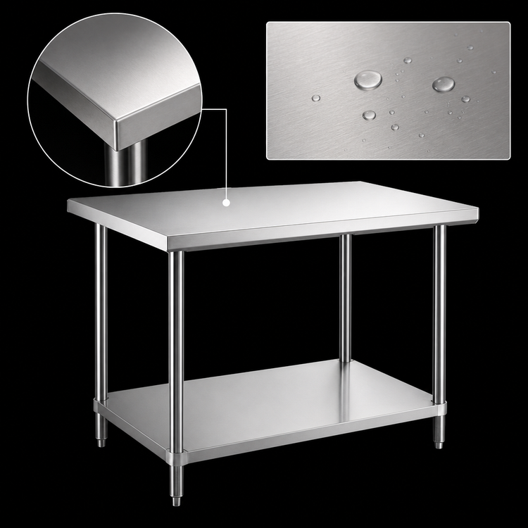 Product image #3 for Steel Works Stainless 30 x 24 Inch Stainless Steel Corner Work Table with Undershelf