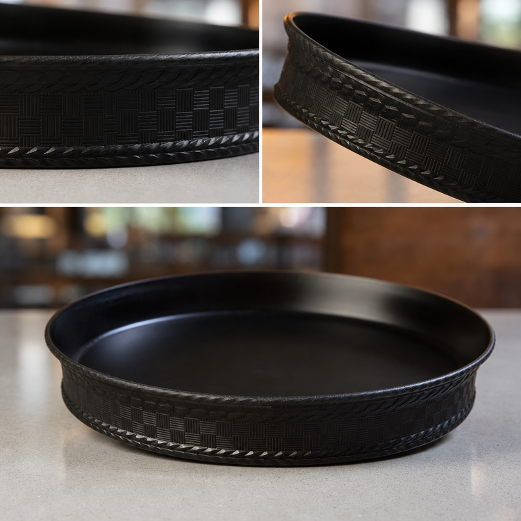 Product image #4 for WeaveWear Round Fast Food Platter, 10-3/8-Inch Top Diameter, Black Polypropylene