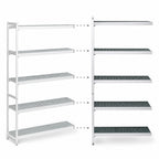 Thumbnail image #3 for Fermod Fermostock 5R52B83-E 5-Tier Polymer Shelving Unit Add-On, Gray, Perforated, 52W x 18D x 83H