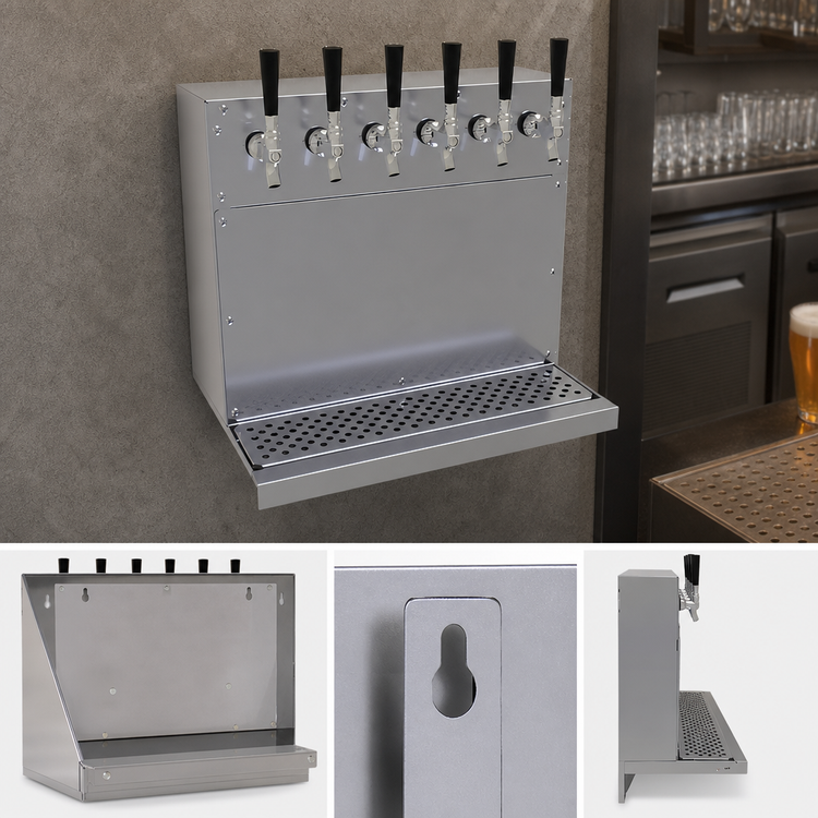 Product image #3 for Glastender 6-Faucet Wall Mount Air-Cooled Draft Dispensing Tower, Stainless Steel