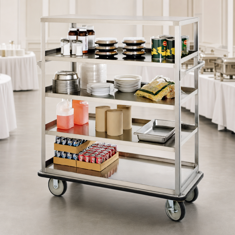 Product image #3 for Queen Mary Stainless Steel Utility Cart with 5 Shelves, 1600 lb. Capacity