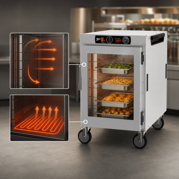 Product image #4 for Metro HotBlox Wide 8-Pan Half-Height Mobile Insulated Holding Cabinet with Clear Door and Analog Controls