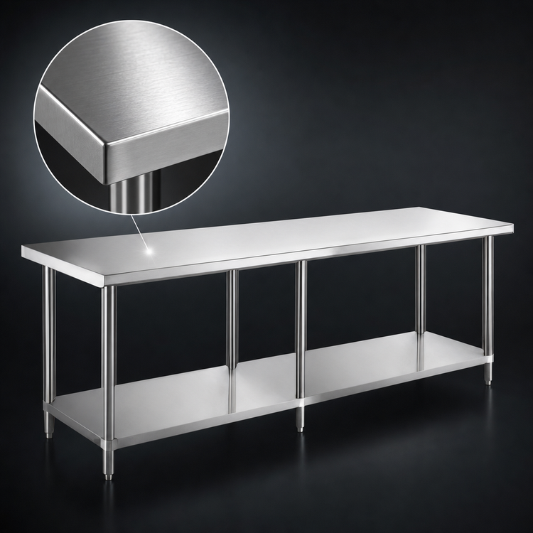 Product image #3 for Steel Works Stainless 84-Inch x 30-Inch Stainless Steel Work Table with Undershelf