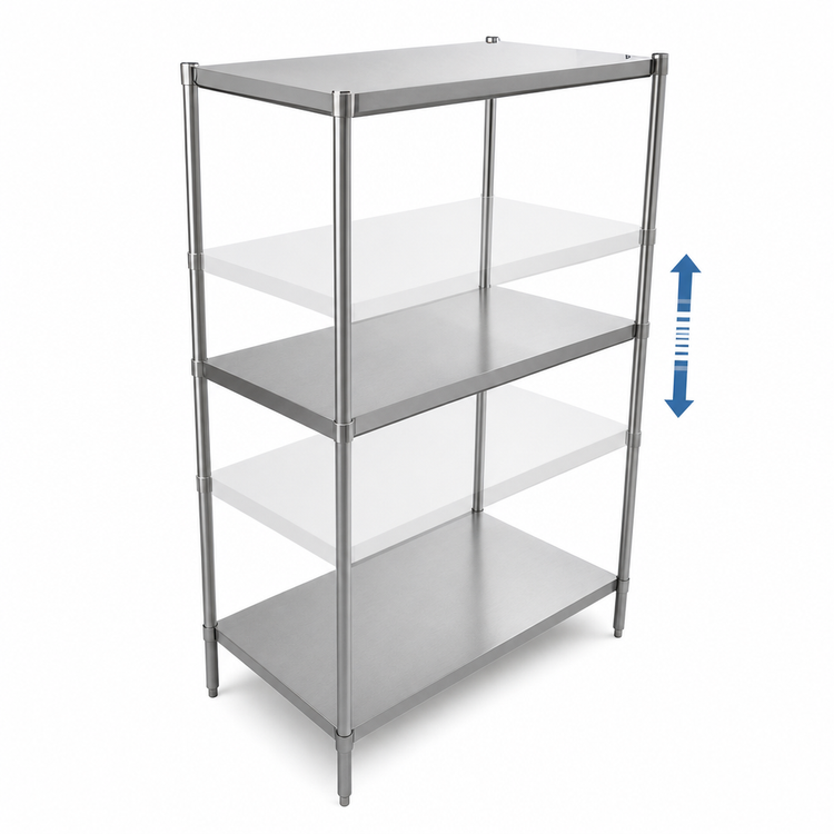 Product image #3 for John Boos Stainless Steel Dry Storage Shelving Unit with 2 Adjustable Shelves