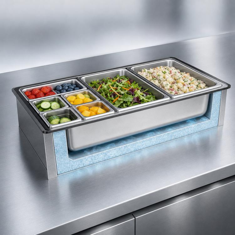 Product image #3 for Atlas Metal 1-Pan Drop-In Iced Cold Food Well with Stainless Steel Inner Liner