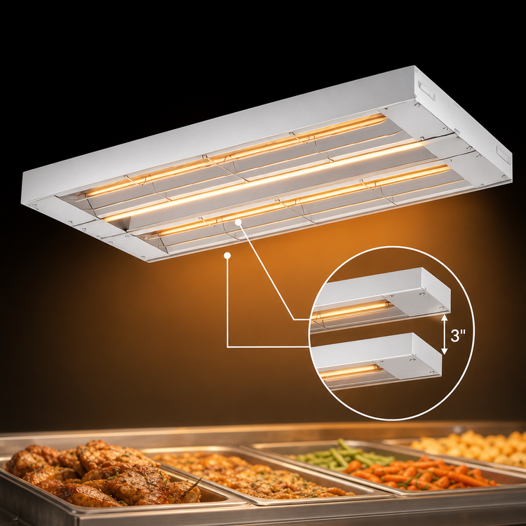 Product image #3 for Hatco Glo-Ray 144-Inch Double Infrared Strip Heater, Unlighted, Aluminum, 5100 Watts