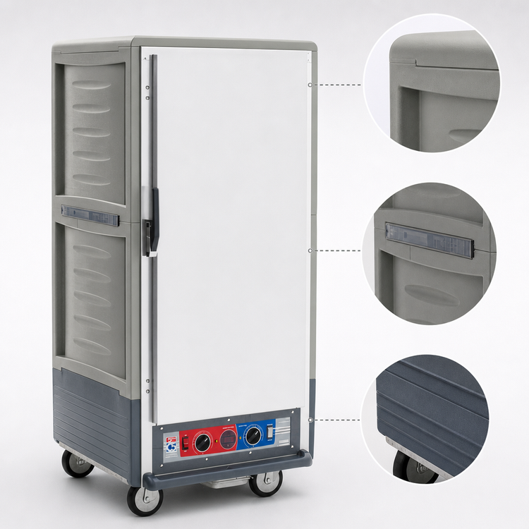 Product image #3 for Metro C5 3 Series 3/4 Height Mobile Heated Holding and Proofing Cabinet with Gray Insulation Armour and Universal Wire Slides