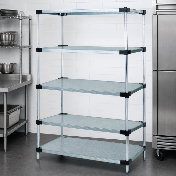 Product image #3 for Quantum Solid Shelving Starter Kit with 5 Solid Shelves, 48W x 14D x 74H