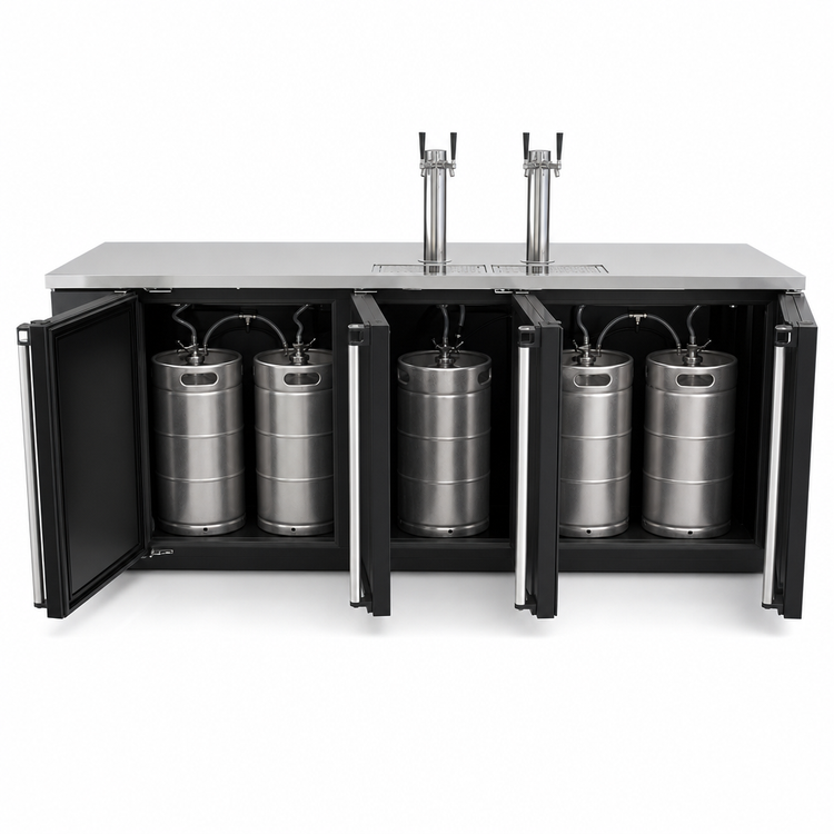Product image #3 for Pro-Line E-Series Three-Section Draft Beer Cooler, 95.5-Inch Wide, 5-Keg Capacity, Black