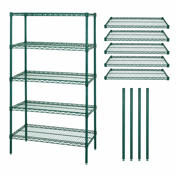 Product image #3 for Quantum 5-Shelf Stationary Wire Shelving Starter Kit, 30"W x 21"D x 54"H