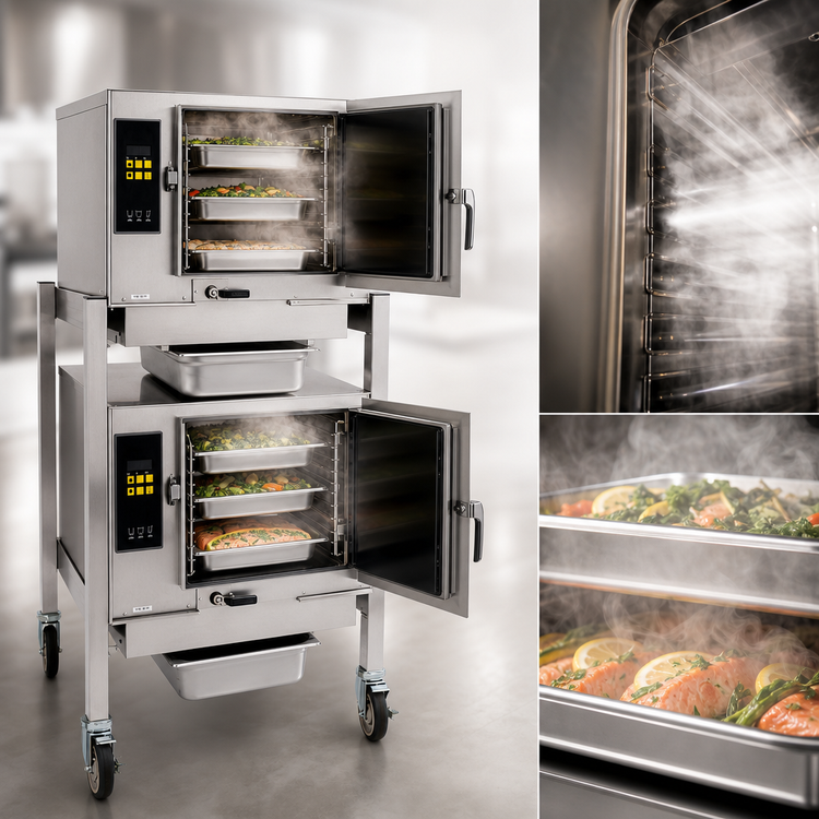 Product image #3 for AccuTemp Evolution Connectionless Boilerless Double-Cavity Countertop Convection Steamer, Natural Gas, 3-Pan Per Compartment