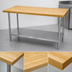 Thumbnail image #3 for Advance Tabco H2S-368 96 Inch x 36 Inch Maple Top Work Table with Stainless Steel Base and Adjustable Undershelf