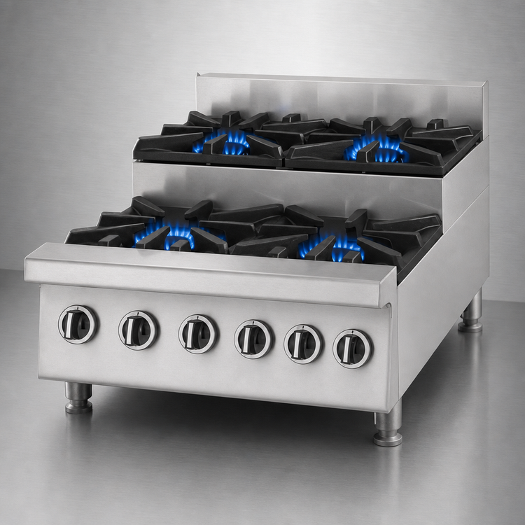 Product image #3 for Garland US Range UT Counter UTOG36-SU6 36-Inch Gas Step-Up Hotplate with 6 Open Burners