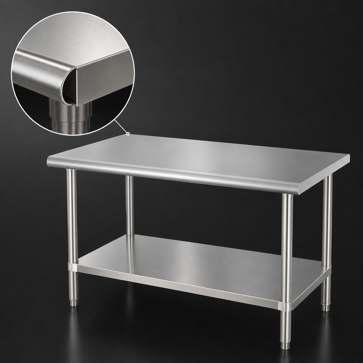 Product image #3 for Sapphire Manufacturing 60-Inch x 18-Inch 18-Gauge 400-Series Stainless Steel Work Table with Adjustable Undershelf