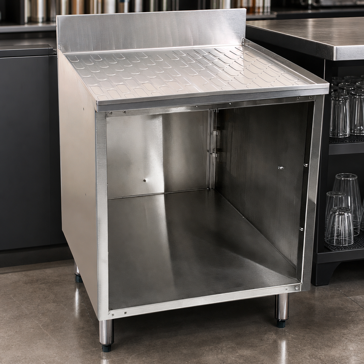 Product image #3 for CHOICE by Glastender 12-Inch Wide Underbar Drainboard Cabinet Base, 24-Inch Deep, Open Front, No Doors