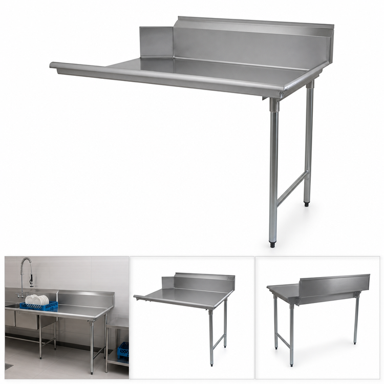 Product image #3 for BlendPort 72-Inch Right-Hand Straight Clean Dishtable with 10-Inch Backsplash, 16-Gauge Stainless Steel