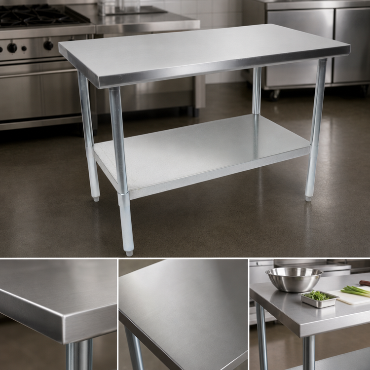 Product image #3 for John Boos Stallion Economy Stainless Steel Work Table with Galvanized Undershelf, 48 x 30 Inches