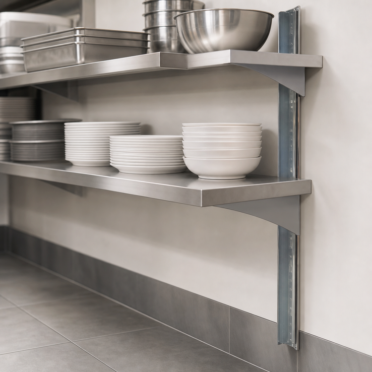 Product image #3 for Eagle Group 72-Inch Stainless Steel Wall-Mounted Cantilever Shelving Standard Upright