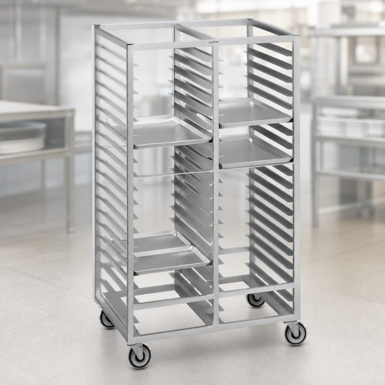 Product image #3 for Channel Manufacturing 70-In. Double-Section Aluminum Cafeteria Tray Rack for 15 x 20 Trays