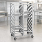 Thumbnail image #3 for Channel Manufacturing 468A Double-Section Aluminum Cafeteria Tray Rack, 40-Tray Capacity, 15 x 20-Inch Trays, 6-Inch Spacing, 5-Inch Casters
