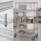 Thumbnail image #3 for Quantum M1836C46-5 36"W x 18"D x 69"H Mobile Wire Shelving Cart, 5 Shelves, Chrome Finish