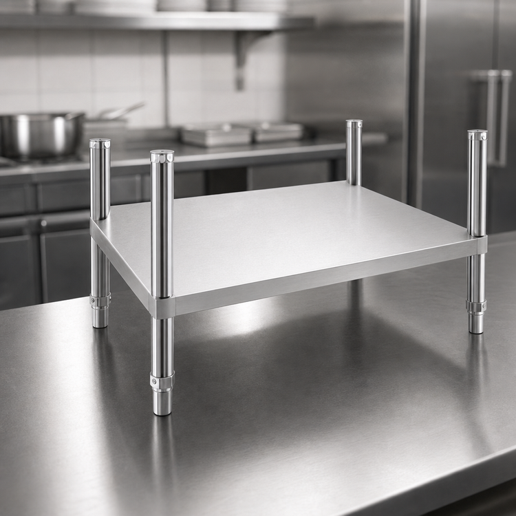Product image #3 for Stainless Steel Dishtable Undershelf, 126 x 24 Inches, Adjustable Die-Cast Leg Clamps