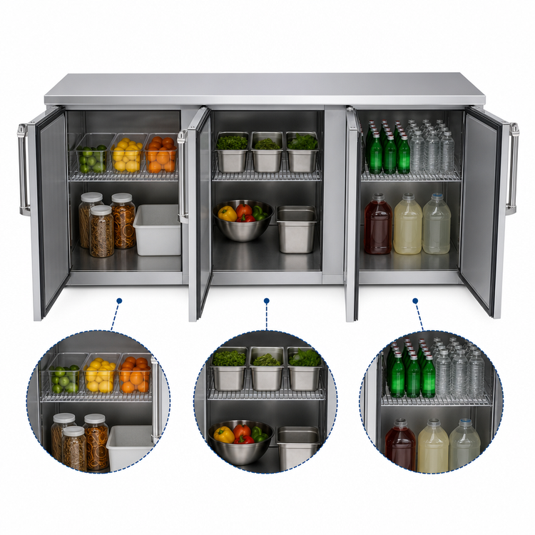 Product image #3 for Krowne BD72 Three-Section Back Bar Dry Storage Cabinet, 72 Inch W x 24 Inch D