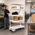 Thumbnail image #4 for New Age 42-Inch Wide Mobile Aluminum To-Go Shelving Unit with Solid Adjustable Shelves