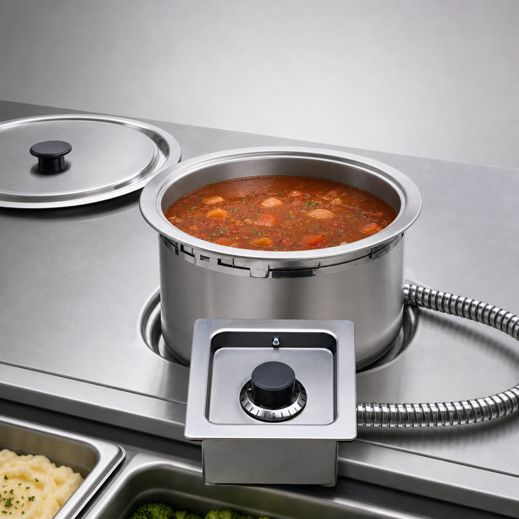 Product image #3 for Wells SS-8TDUCI Fully Insulated Electric 7-Quart Round Drop-In Top-Mount Food Warmer with Drain