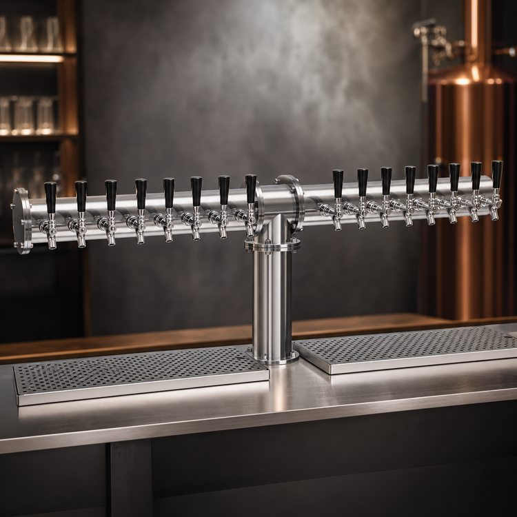 Product image #3 for Glastender PT-16-SS 16-Faucet Countertop Air-Cooled Pipe Tee Draft Dispensing Tower