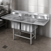 Thumbnail image #3 for Spec-Master FN Series Floor Model Two-Compartment Stainless Steel Sink with Left and Right 30-Inch Drainboards, 24 x 24 x 14 Inch Bowls