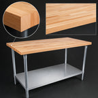Thumbnail image #3 for John Boos TNS16A 84 x 36-Inch Wood Top Work Table with 2-1/4-Inch Northern Hard Rock Maple Top and Stainless Steel Undershelf