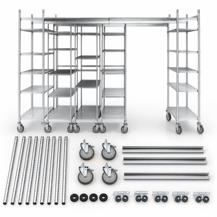 Product image #3 for Metro Super Erecta Top-Track 18-Inch Wide Chrome Plated Mobile Unit Kit