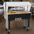 Thumbnail image #3 for Eagle Group Service Mate BPDHT2-120 Mobile 2-Well Buffet Hot Food Table, Stainless Steel Top, Sneeze Guard, 120V, 33-Inch